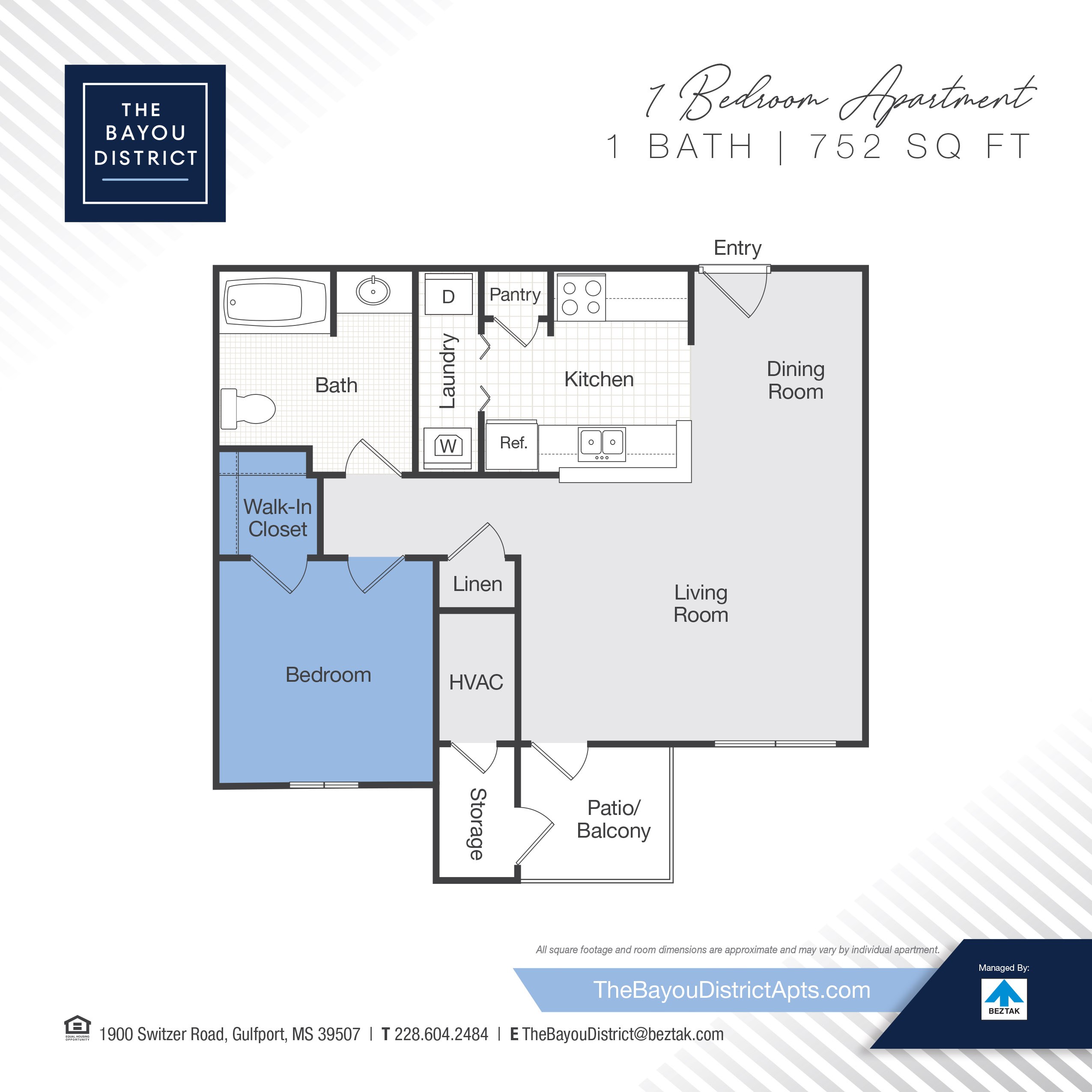 1 Bedroom 1 Bathroom floor plan